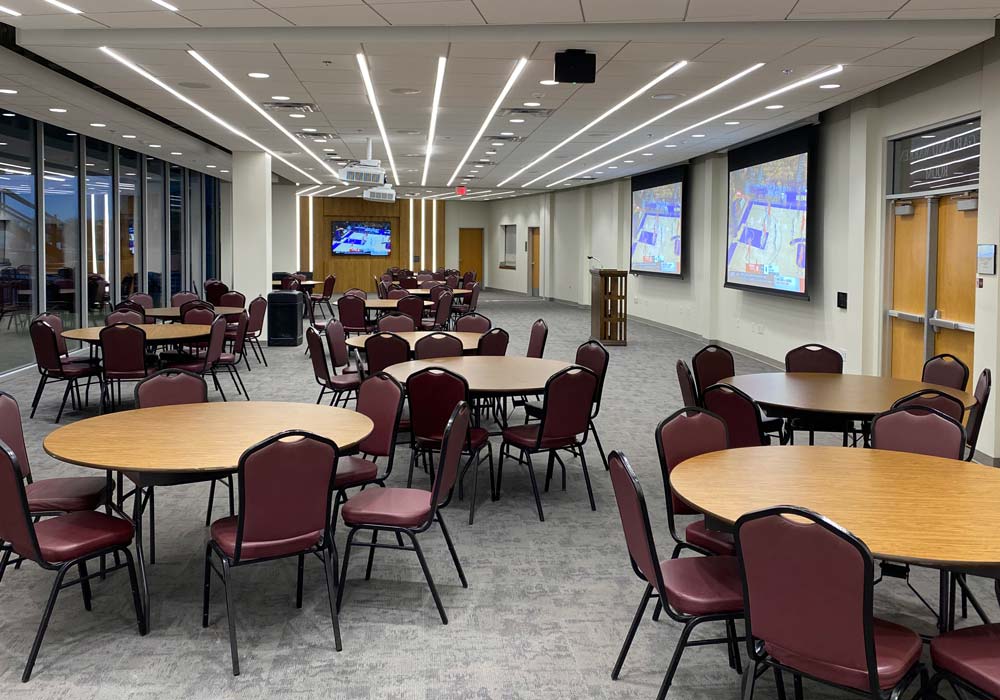 dining area conference style seats